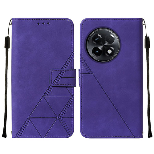 Leather Case Stands Flip Cover Holder Y02B for OnePlus 11R 5G Purple