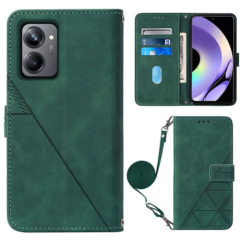 Leather Case Stands Flip Cover Holder Y02B for Realme 10 Pro 5G Green