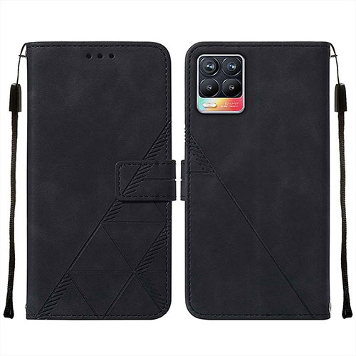 Leather Case Stands Flip Cover Holder Y02B for Realme 8 4G Black