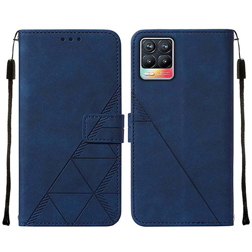 Leather Case Stands Flip Cover Holder Y02B for Realme 8 Pro Blue