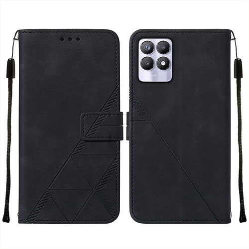 Leather Case Stands Flip Cover Holder Y02B for Realme 8i Black