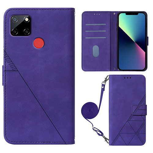 Leather Case Stands Flip Cover Holder Y02B for Realme C12 Purple