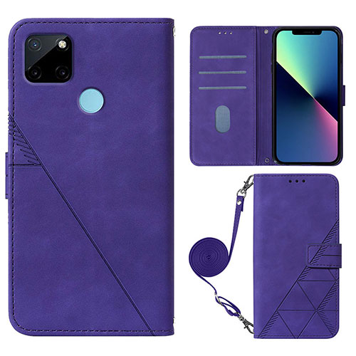 Leather Case Stands Flip Cover Holder Y02B for Realme C21Y Purple