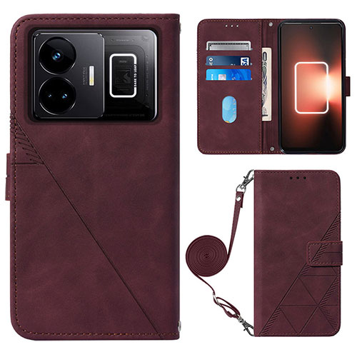 Leather Case Stands Flip Cover Holder Y02B for Realme GT Neo5 5G Red