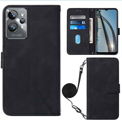 Leather Case Stands Flip Cover Holder Y02B for Realme GT2 Pro 5G Black