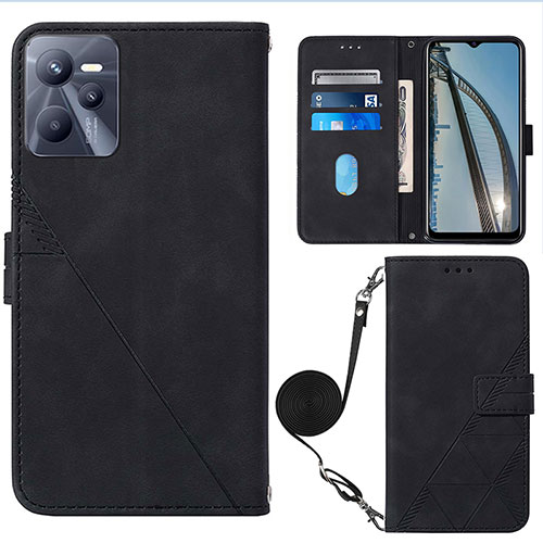 Leather Case Stands Flip Cover Holder Y02B for Realme Narzo 50A Prime Black