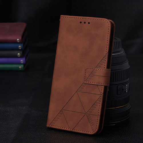 Leather Case Stands Flip Cover Holder Y02B for Samsung Galaxy A11 Brown