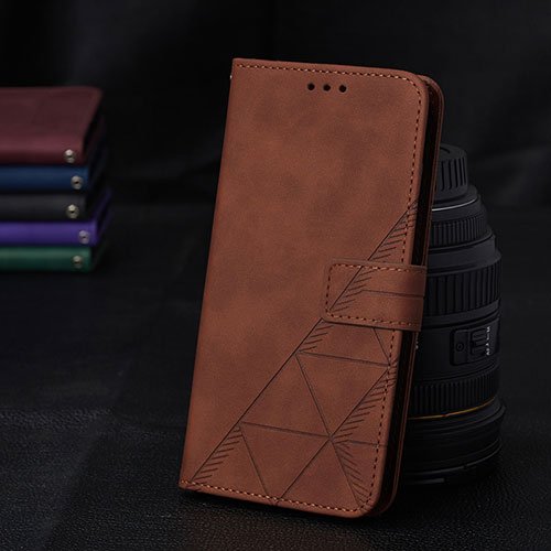 Leather Case Stands Flip Cover Holder Y02B for Samsung Galaxy A22s 5G Brown