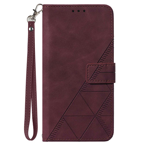 Leather Case Stands Flip Cover Holder Y02B for Samsung Galaxy A23 4G Red Wine