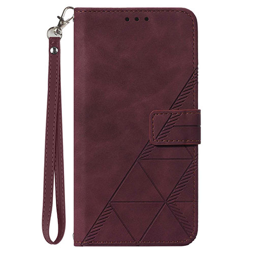 Leather Case Stands Flip Cover Holder Y02B for Samsung Galaxy M33 5G Red Wine