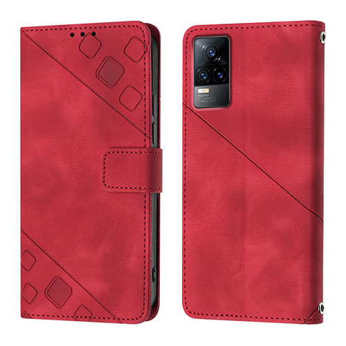 Leather Case Stands Flip Cover Holder Y02B for Vivo V21e 4G Red