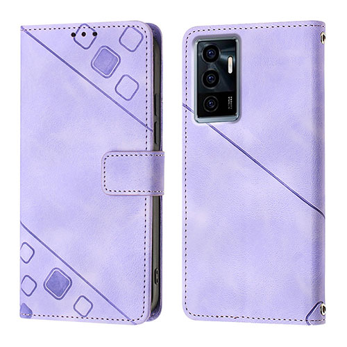 Leather Case Stands Flip Cover Holder Y02B for Vivo V23e Clove Purple