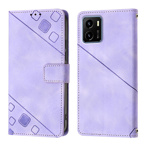 Leather Case Stands Flip Cover Holder Y02B for Vivo Y01 Clove Purple