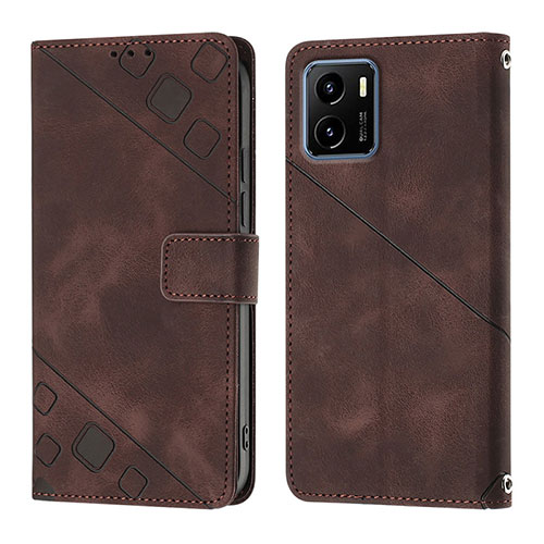 Leather Case Stands Flip Cover Holder Y02B for Vivo Y01A Brown