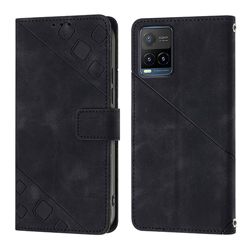 Leather Case Stands Flip Cover Holder Y02B for Vivo Y21 Black