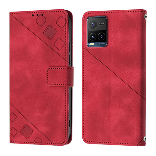 Leather Case Stands Flip Cover Holder Y02B for Vivo Y21a Red