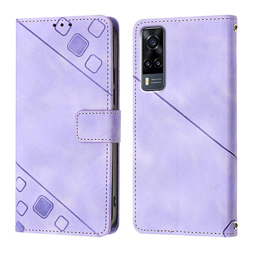 Leather Case Stands Flip Cover Holder Y02B for Vivo Y31 (2021) Clove Purple