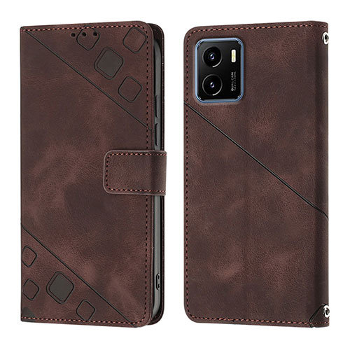 Leather Case Stands Flip Cover Holder Y02B for Vivo Y32t Brown