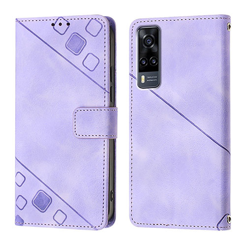 Leather Case Stands Flip Cover Holder Y02B for Vivo Y51A Clove Purple