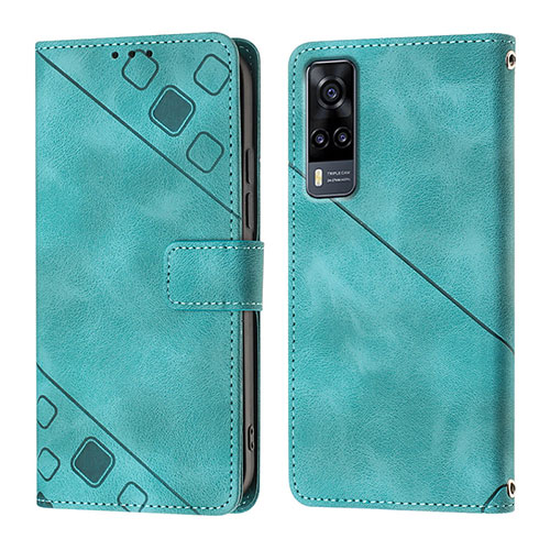 Leather Case Stands Flip Cover Holder Y02B for Vivo Y51A Green