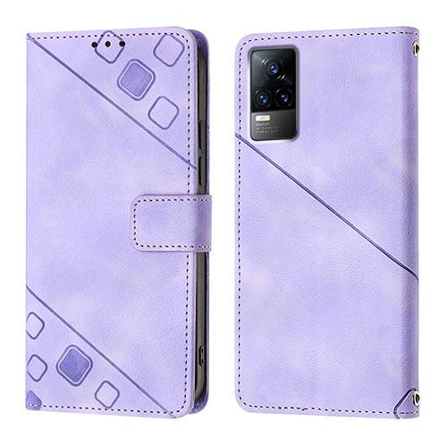 Leather Case Stands Flip Cover Holder Y02B for Vivo Y73 (2021) Clove Purple