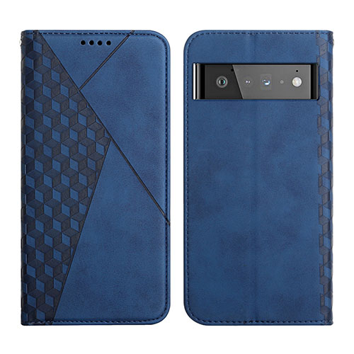 Leather Case Stands Flip Cover Holder Y02X for Google Pixel 6 Pro 5G Blue