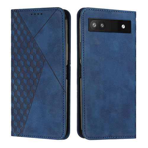 Leather Case Stands Flip Cover Holder Y02X for Google Pixel 6a 5G Blue