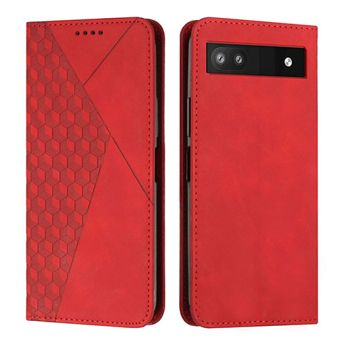 Leather Case Stands Flip Cover Holder Y02X for Google Pixel 6a 5G Red