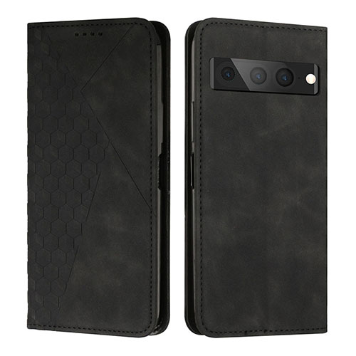 Leather Case Stands Flip Cover Holder Y02X for Google Pixel 7 Pro 5G Black