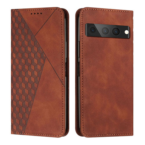 Leather Case Stands Flip Cover Holder Y02X for Google Pixel 7 Pro 5G Brown