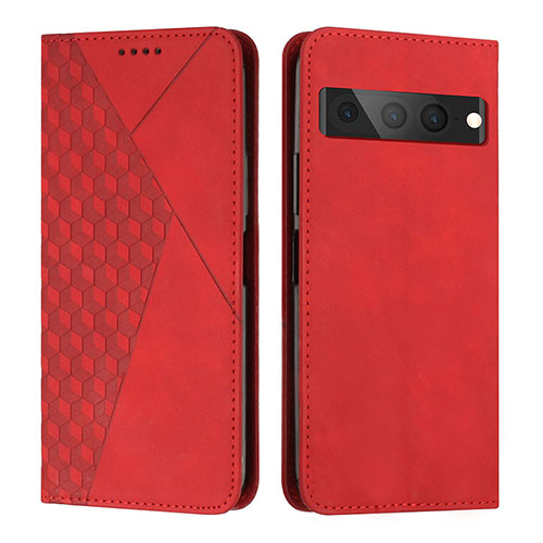 Leather Case Stands Flip Cover Holder Y02X for Google Pixel 7 Pro 5G Red