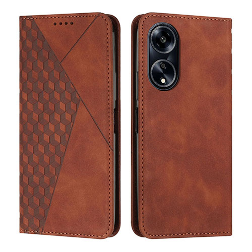 Leather Case Stands Flip Cover Holder Y02X for Huawei Honor X5 Plus Brown