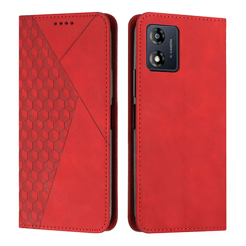 Leather Case Stands Flip Cover Holder Y02X for Motorola Moto E13 Red