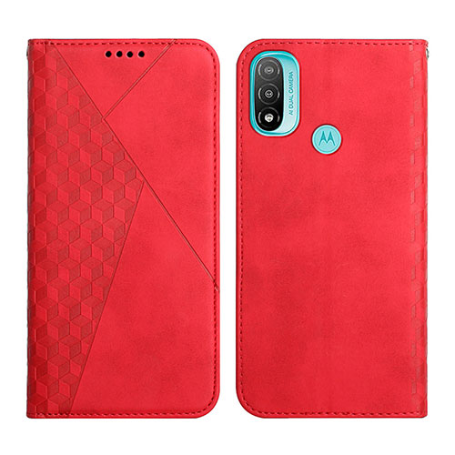 Leather Case Stands Flip Cover Holder Y02X for Motorola Moto E30 Red