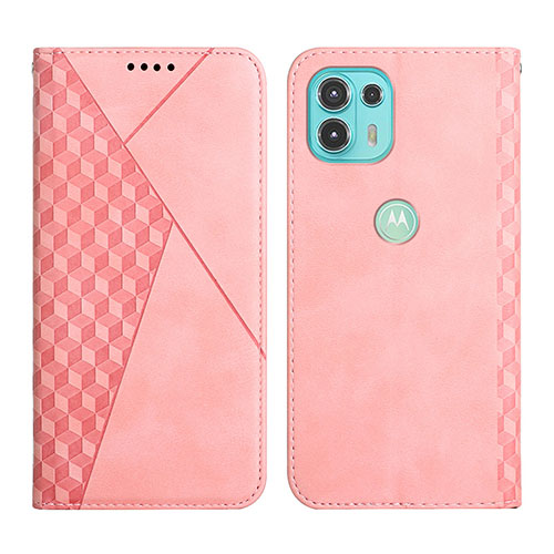 Leather Case Stands Flip Cover Holder Y02X for Motorola Moto Edge 20 Lite 5G Rose Gold