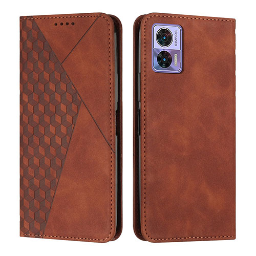 Leather Case Stands Flip Cover Holder Y02X for Motorola Moto Edge 30 Lite 5G Brown