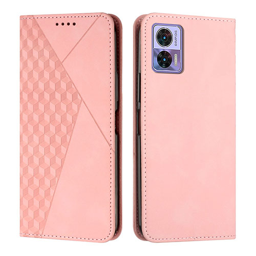 Leather Case Stands Flip Cover Holder Y02X for Motorola Moto Edge 30 Lite 5G Rose Gold