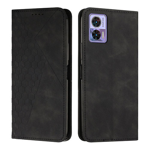 Leather Case Stands Flip Cover Holder Y02X for Motorola Moto Edge 30 Neo 5G Black