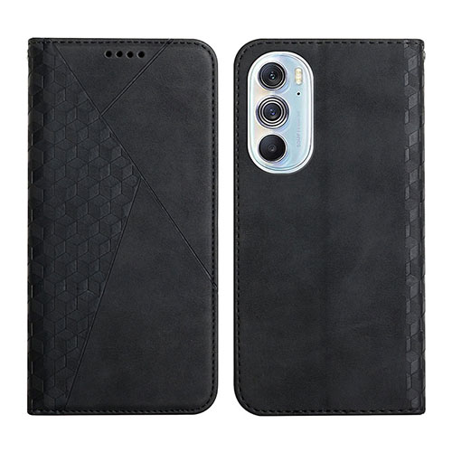 Leather Case Stands Flip Cover Holder Y02X for Motorola Moto Edge Plus (2022) 5G Black