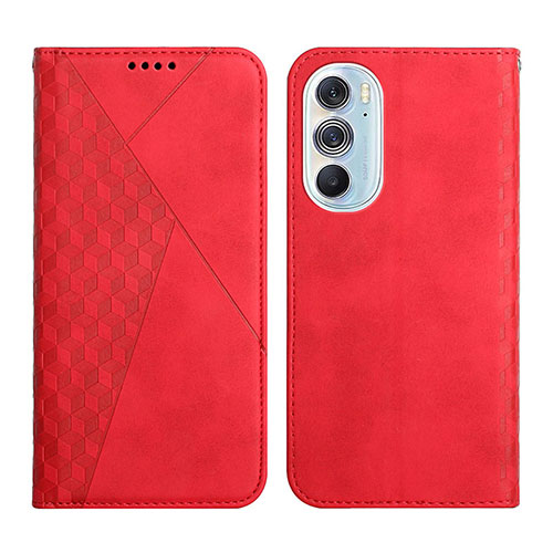 Leather Case Stands Flip Cover Holder Y02X for Motorola Moto Edge Plus (2022) 5G Red