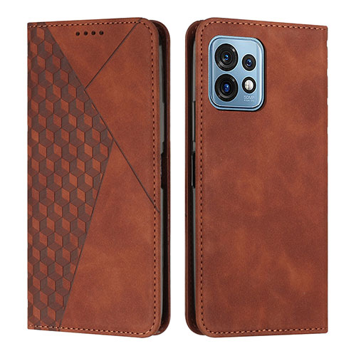 Leather Case Stands Flip Cover Holder Y02X for Motorola Moto Edge Plus (2023) 5G Brown