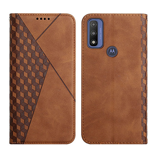 Leather Case Stands Flip Cover Holder Y02X for Motorola Moto G Pure Brown