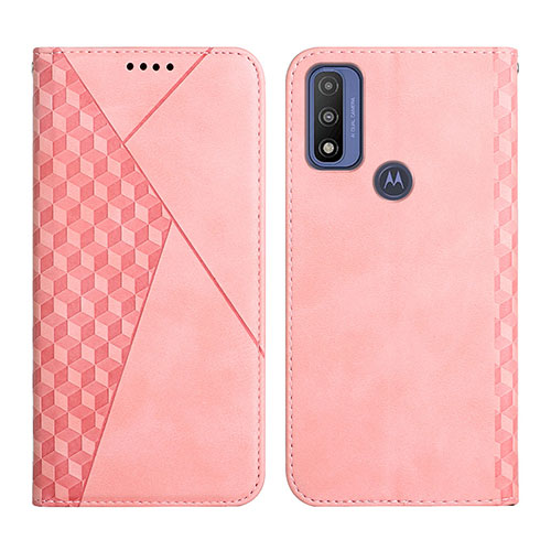 Leather Case Stands Flip Cover Holder Y02X for Motorola Moto G Pure Rose Gold