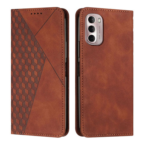 Leather Case Stands Flip Cover Holder Y02X for Motorola Moto G Stylus (2022) 4G Brown