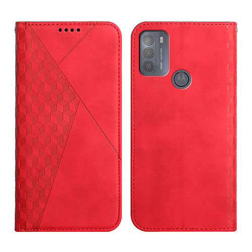 Leather Case Stands Flip Cover Holder Y02X for Motorola Moto G50 Red