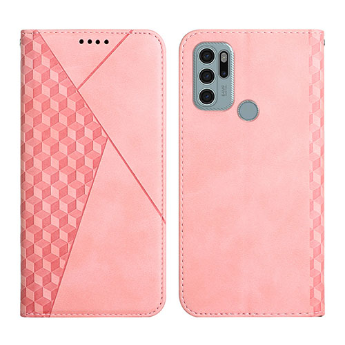 Leather Case Stands Flip Cover Holder Y02X for Motorola Moto G60s Rose Gold