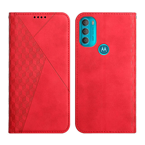 Leather Case Stands Flip Cover Holder Y02X for Motorola Moto G71 5G Red