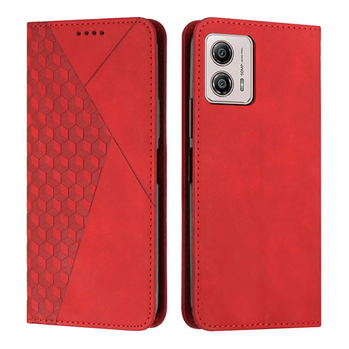 Leather Case Stands Flip Cover Holder Y02X for Motorola Moto G73 5G Red