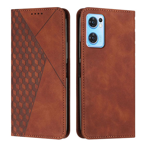 Leather Case Stands Flip Cover Holder Y02X for OnePlus Nord CE 2 5G Brown