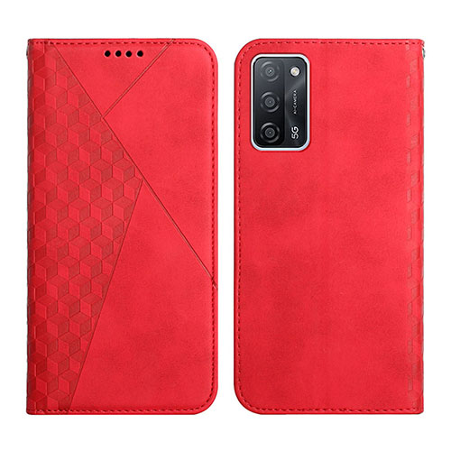 Leather Case Stands Flip Cover Holder Y02X for Oppo A53s 5G Red